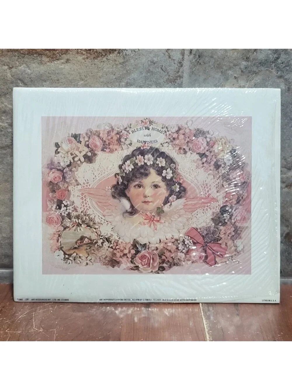 Vintage Unframed Bless Our Home with Happiness Art Print 1993 Thomas Cathey